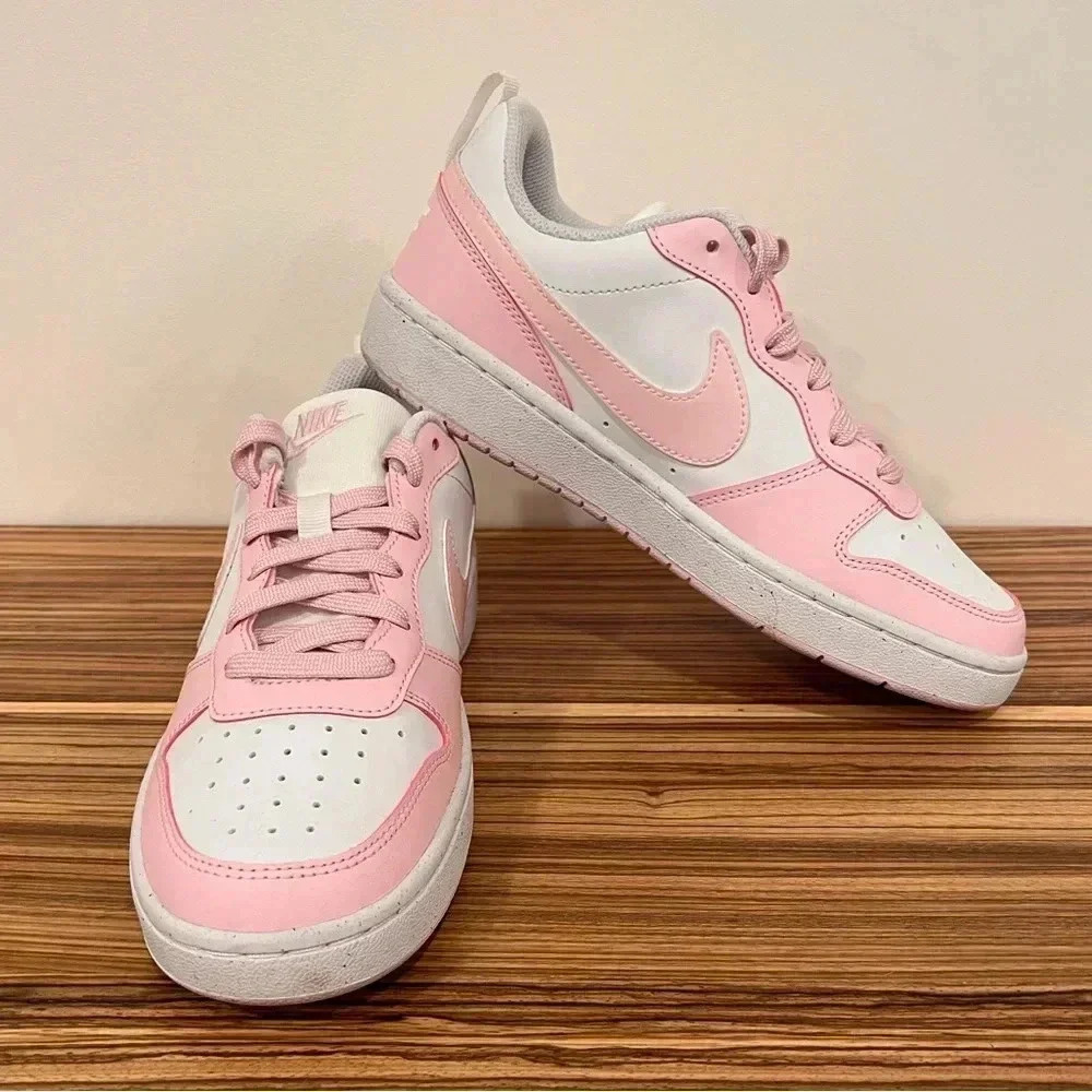 NIKE | Court Low Borough Recraft | Pink White | Boys Youth 6/ Womens 7.5 - Picture 4 of 9